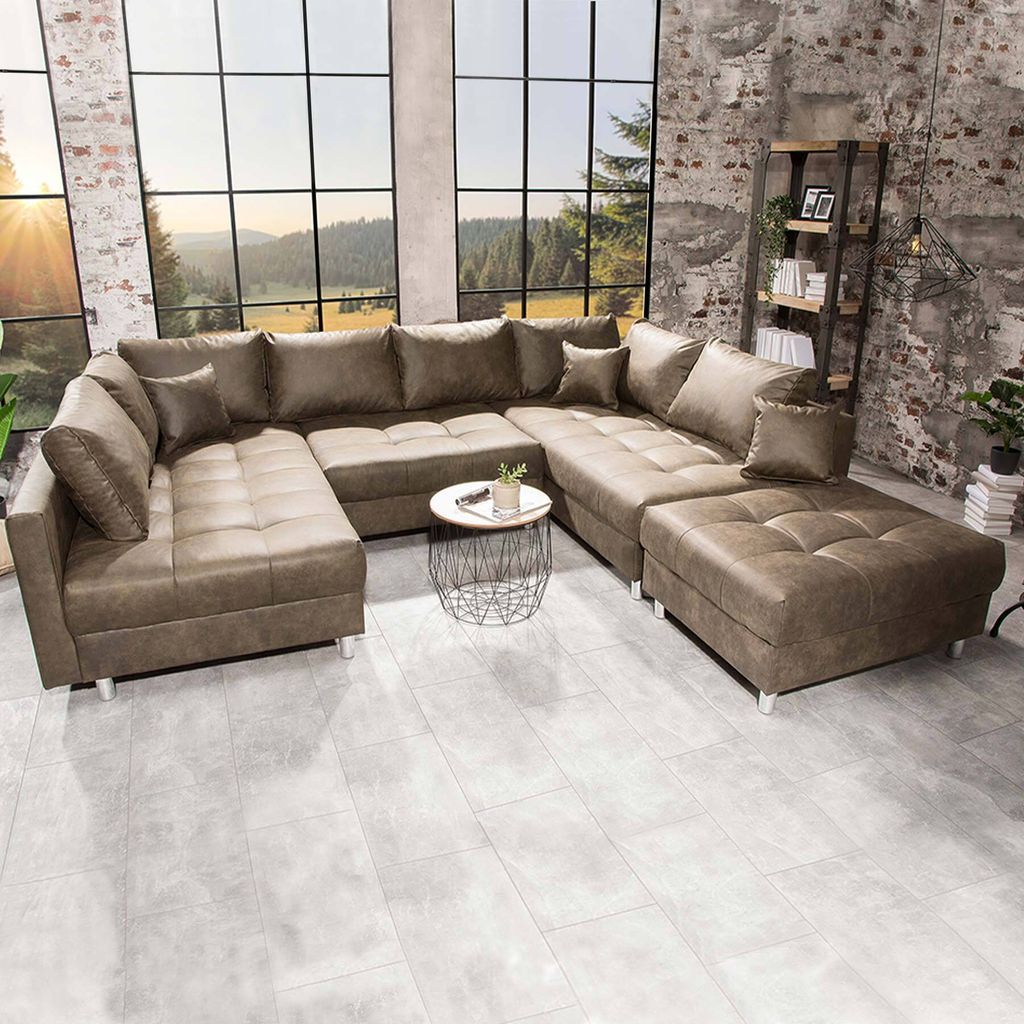 Moderne XXL Wohnlandschaft KENT 305cm taupe Federkern inkl. Produktbild 