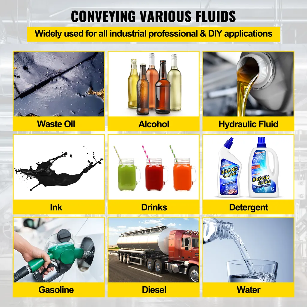 Pompa a doppia membrana ad aria compressa di SucceBuy, ingresso e uscita da 1/2 pollice, corpo in polipropilene, 2,5 GPM e max. 80 PSI, pompa di trasferimento pneumatica a membrana in PTFE per petrolio, diesel, olio e fluidi a bassa viscosità - 6