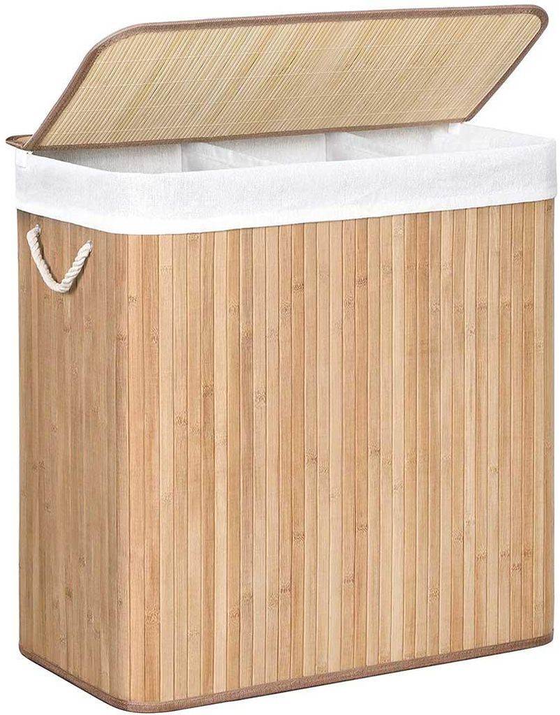 Faltbarer Wäschekorb mit Deckel, 150L, 3 Fächer sortieren