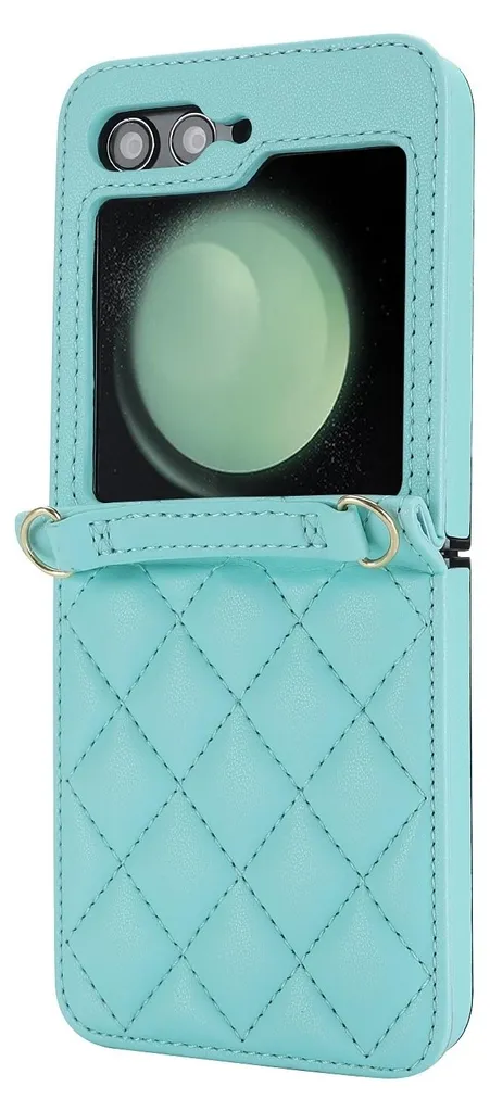 Cover Samsung Galaxy Z Flip7 FE / Flip6 5G Azzurro Rombi con Cordino