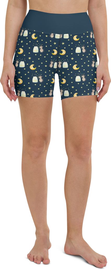 Mr. & Mrs. Panda Yoga Shorts Maus Sterne Größe S - Blau - Geschenk, Sportshorts Damen, Taufe, Träume, Sportbekleidung, Geburtstag, Schwangerscha...