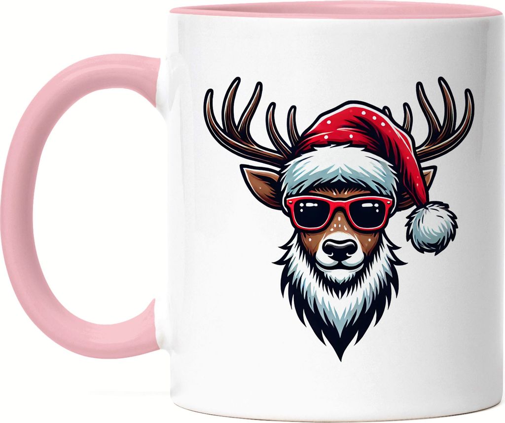Rentier Weihnachten Tasse Rosa Brille Lustig Xmas Christmas