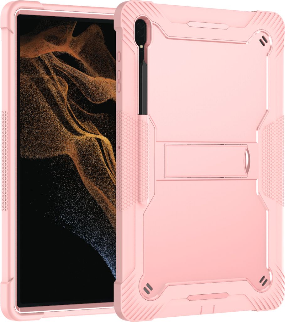 Schutzhülle für Samsung Galaxy Tab S10 Ultra/S9 Ultra/S8 Ultra 14,6 Zoll Robust Hybrid Tablet Hülle mit Ständer Roségold