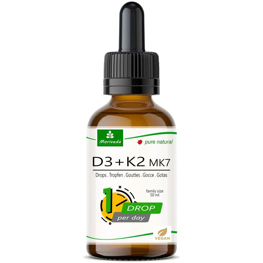 Vitamin D3+K2 Tropfen I 1000 I.E. D3 + 20μg K2 MK7 pro Tropfen I 50ml von Moriveda