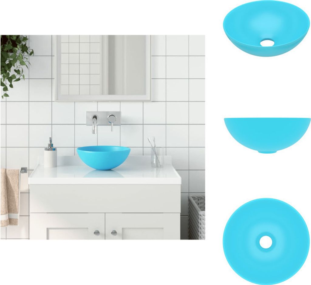 vidaXL Waschbecken Keramik Hellgrün Rund - Badezimmer-Waschbecken
