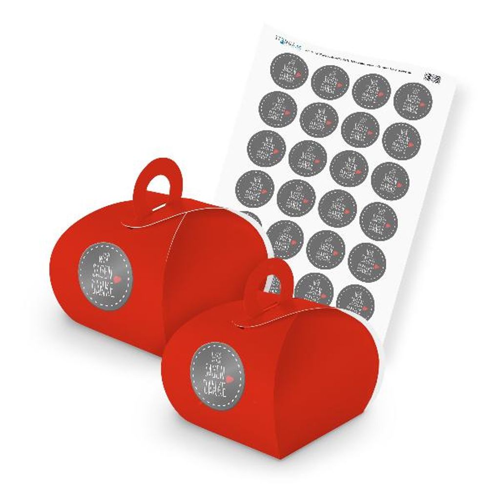 itenga SET Wir sagen Danke (Motiv 26) 24x Geschenkschachtel mit Griff rot + Stic