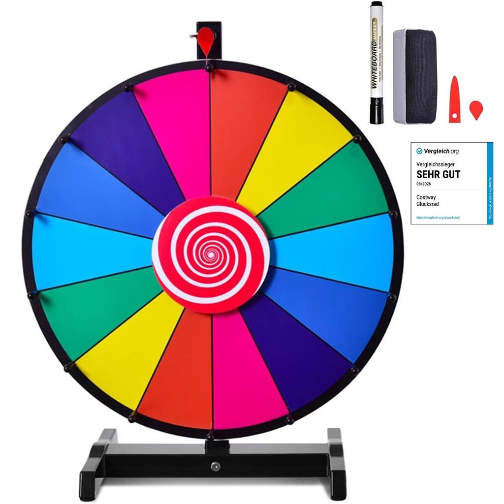 COSTWAY 24" Glücksrad Spielzeug Farbe Rad Spiele für Lotteriespiele Wortspiele(φ60cm)