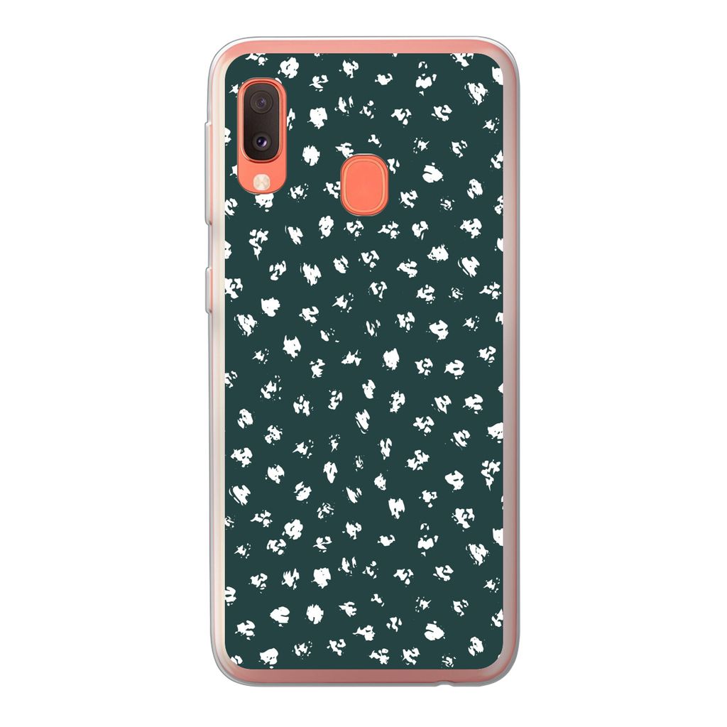 MuchoWow Handyhülle Schutzhülle Hülle für Samsung Galaxy A20e Polka dots - Weiß - Grün Silikon Softcase Handy Hülle - Abdeckung