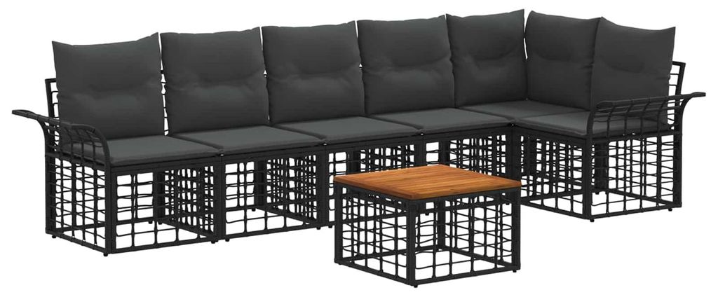Maison Exclusive - Outdoor-Sofagarnitur 7 pcs Schwarz und Dunkelgrau Polyester