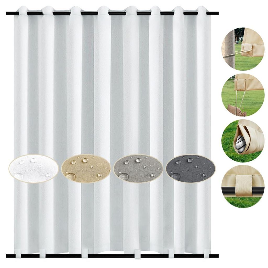 1 Stück Weiß Outdoor Vorhang Mit ösen Oben Und Unten Wetterfest Wasserdicht Verdunkelungsvorhang Outdoorvorhänge Blickdicht Vorhänge Gardinen ...