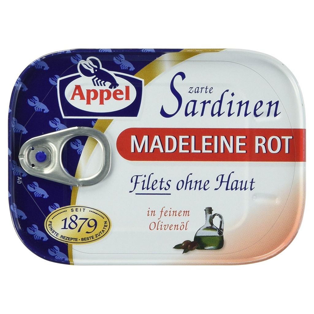 A can of Appel sardines with its label.