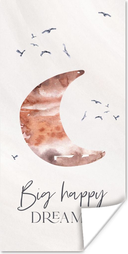 MuchoWow Poster Kinder - Sprichwörter - Große glückliche Träume - Jungen - Mädchen - Aquarellieren 40x80 cm - Dekoration