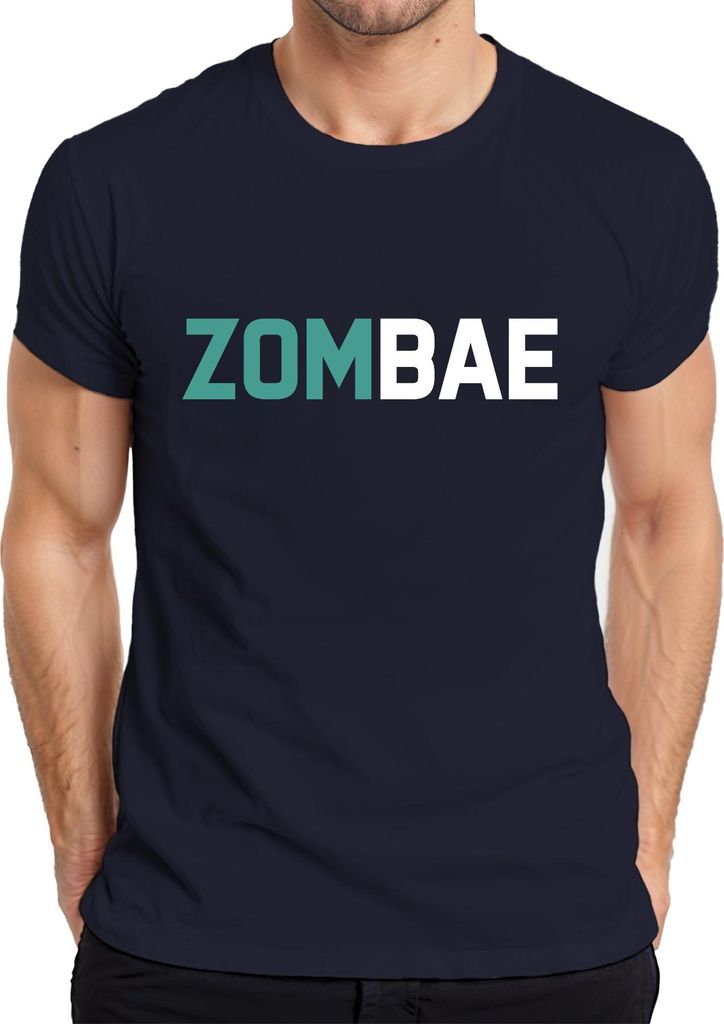 ZOMBAE Zombie Halloween Geschenk Lustig Partner Freundin Paar Herren T-Shirt, Navy, XXL
