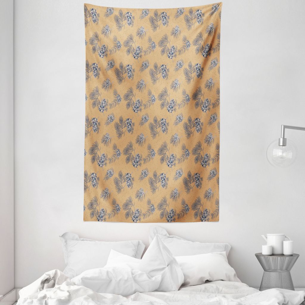 ABAKUHAUS Pine Cone Wandteppich und Tagesdecke, Vintage Style Branchen aus Weiches Mikrofaser Stoff Waschbar ohne Verblassen Digitaldruck, 140 x 23...