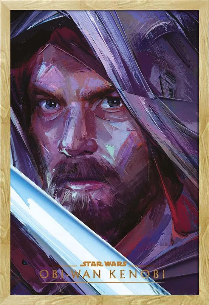 Décoration murale Star Wars Kenobi avec cadre Shinsuke® hêtre et vitre