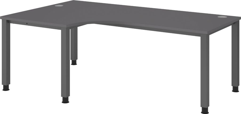 bümö Schreibtisch Serie-Q Gestell: Graphit - Nachbildung: Graphit, Größe: Eckschreibtisch 200 x 120 cm