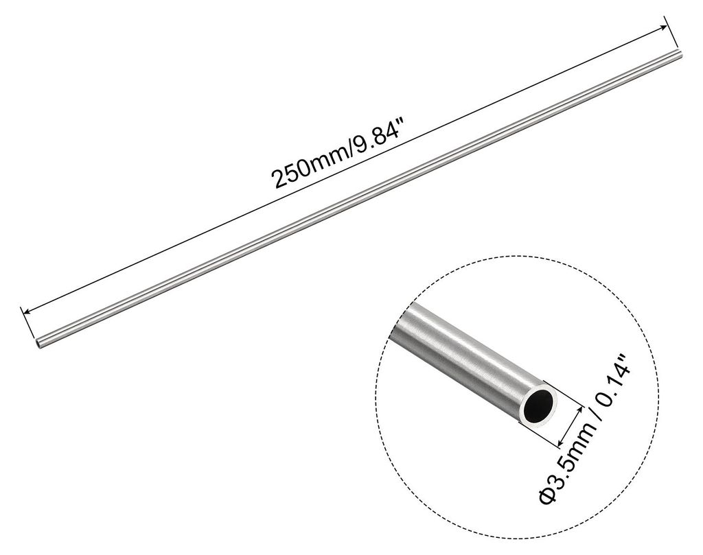 304 Edelstahl Rohr 3,5mm Au?endurchmesser, Runde Nahtlose Edelstahlrohr 0,2mm Wandst?rke, Edelstahl Gerade Rundrohr 250mm L?nge, Silber Metallrohr ...