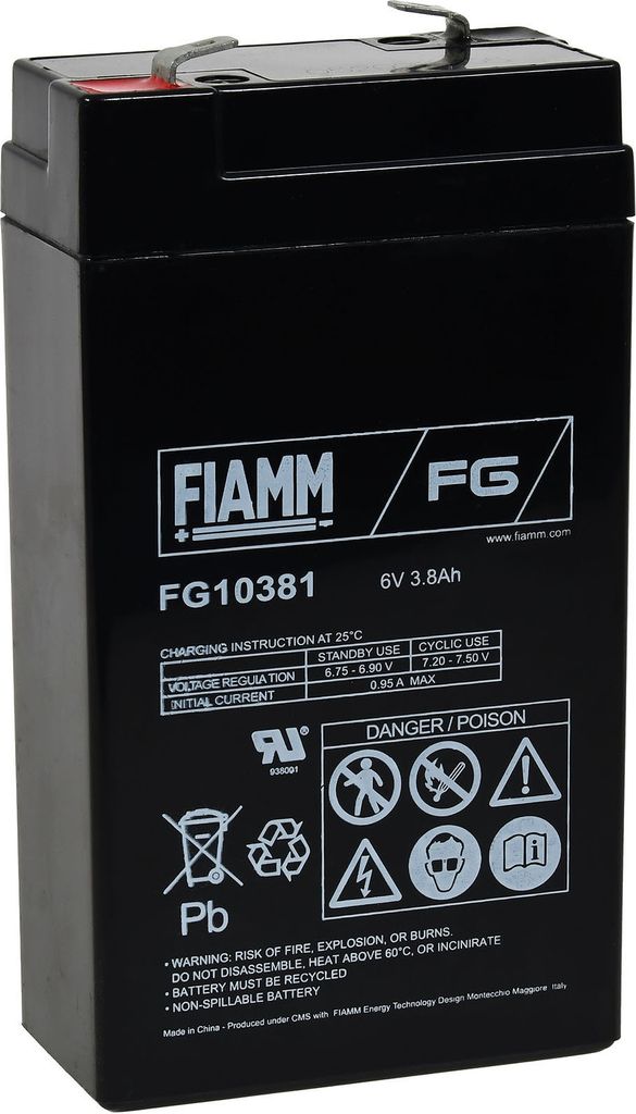 FIAMM Blei Akku FG10381 6V 3,8Ah