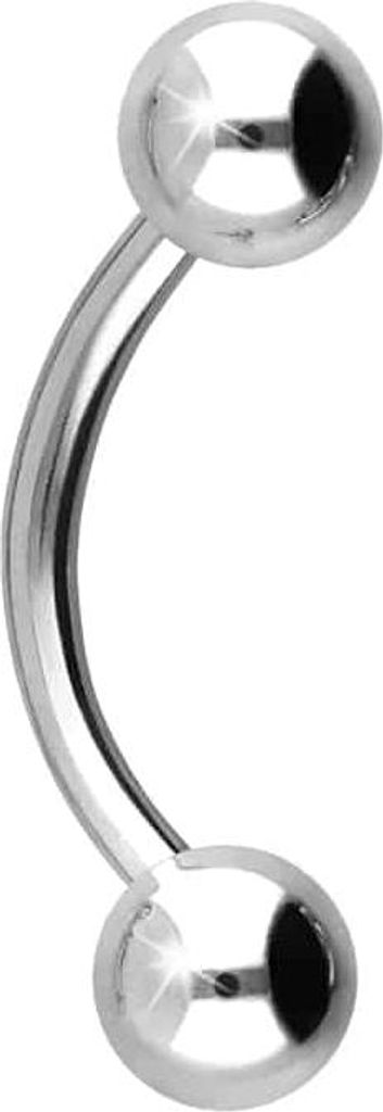 Bauchnabel-Piercing, Rook Piercing Titan Banane WeißGold Stablänge: 9mm + Stabstärke: 1,2mm + Kugelgröße: 4mm