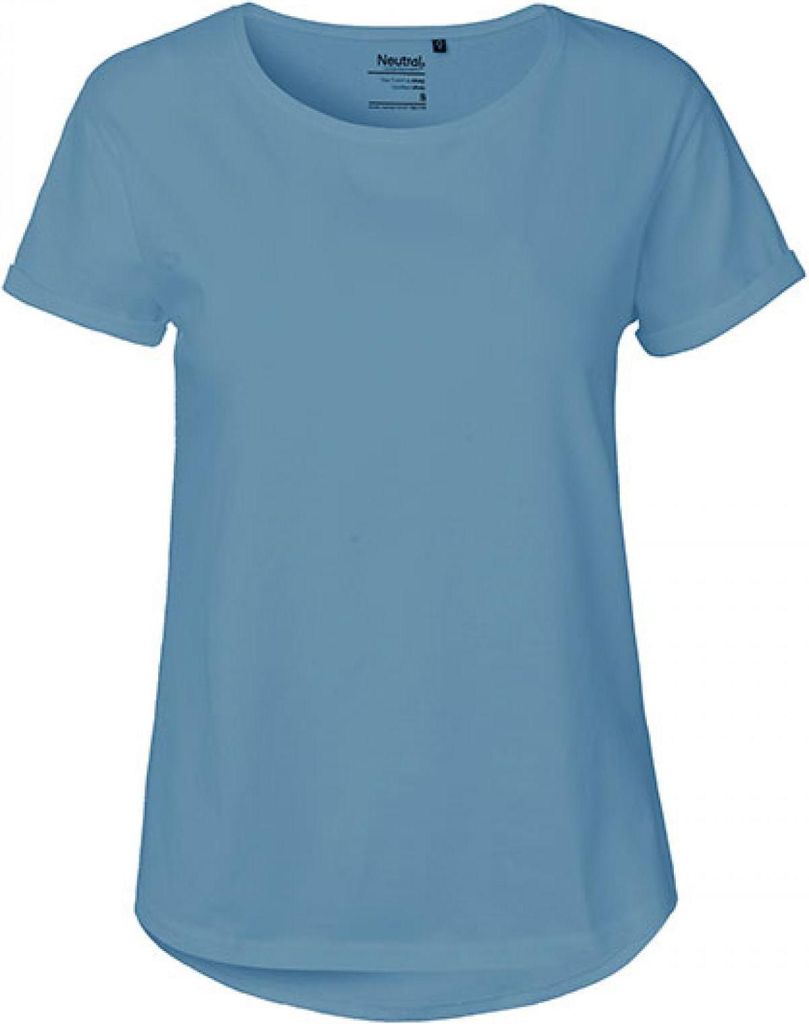 Neutral O80012 | Damen Roll Up Sleeve T-Shirt / Single Jersey Strick - Farbe: Dusty Indigo - Größe: XS