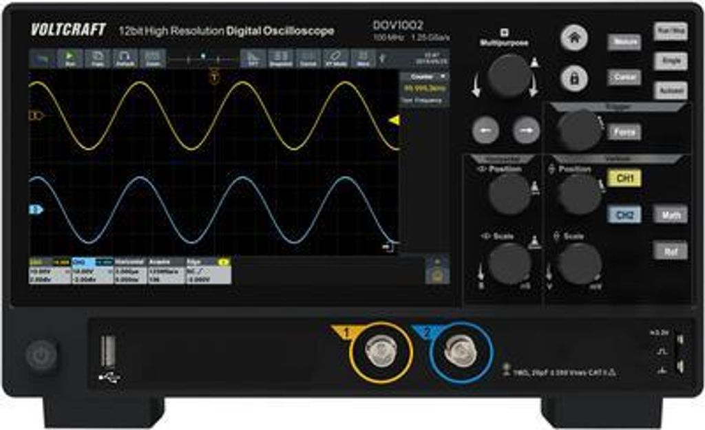 Voltcraft DOV1002 Digital-Oszilloskop 100 MHz 2-Kanal 1.25 GSa/s 50 Mpts 12 Bit (VC-16753915)