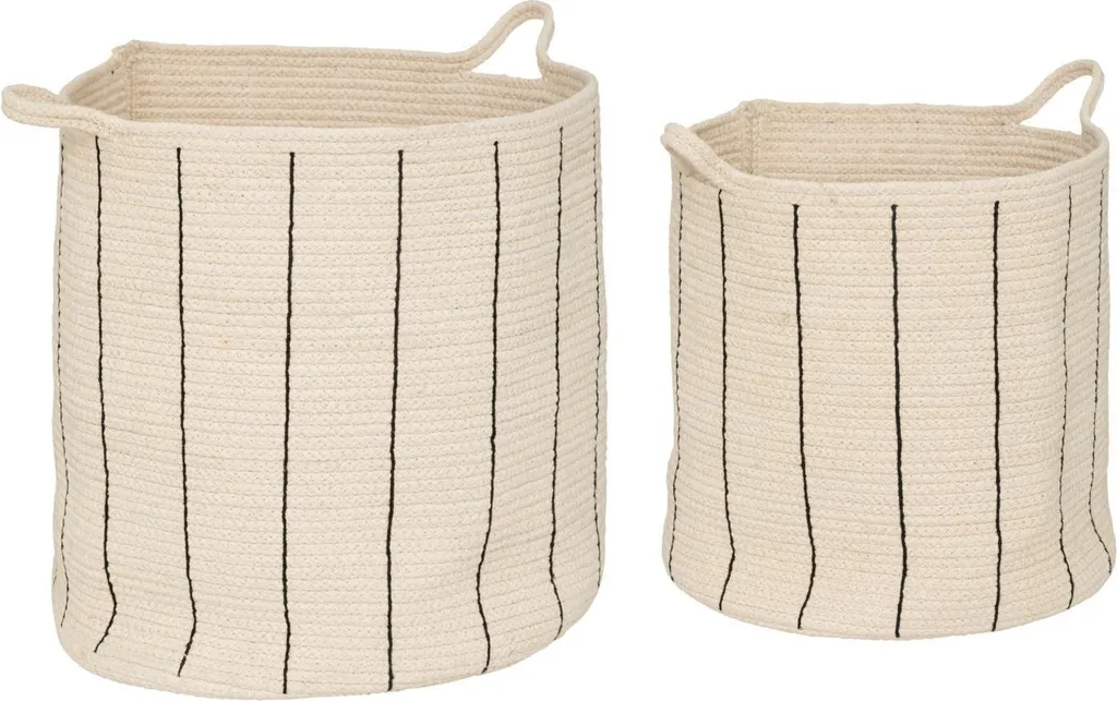Rangement salle de bain ou chambre : set 2 paniers coton ivoire Cosy