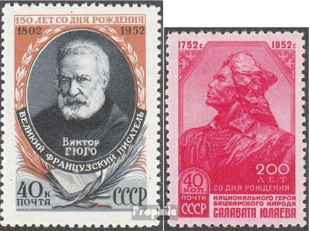 Briefmarken Sowjetunion 1952 Mi 1632,1633 (kompl.Ausg.) gestempelt 150. Geburtstag Victor Hugo
