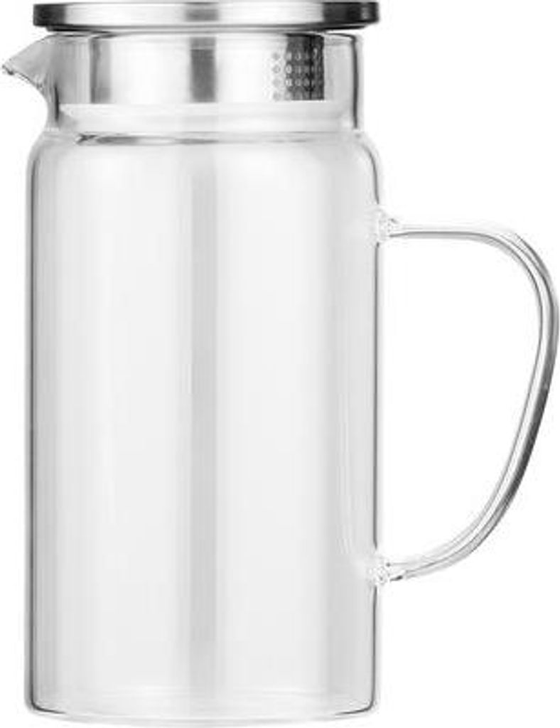 6x Karaffe, 1,0 ltr., Ø 7 cm, Borosilikatglas, Edelstahl, Silikon