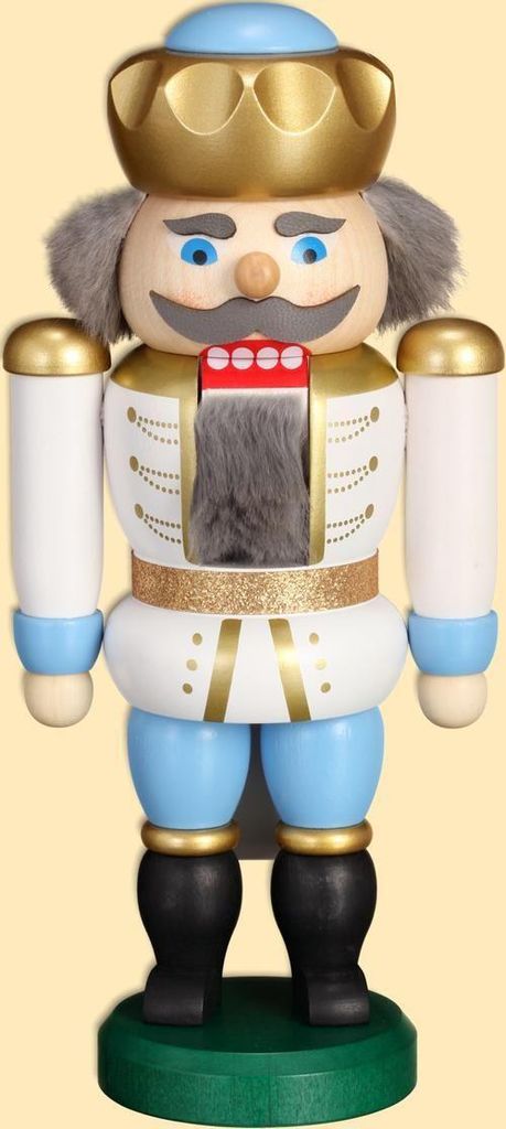 Exklusiv König weiß-blau (20cm) Nussknacker von Seiffener Volkskunst
