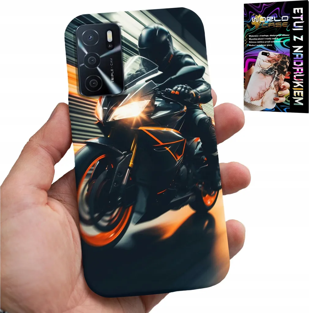 Cover Oppo A54S A16 A16S Motorbike Design + Pellicola Vetro Protettivo