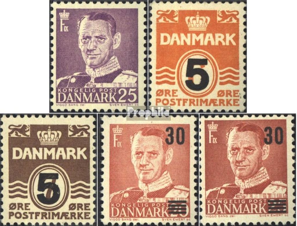 Briefmarken Dänemark 1955 Mi 355,358-361 (kompl.Ausg.) postfrisch König Frederik IX