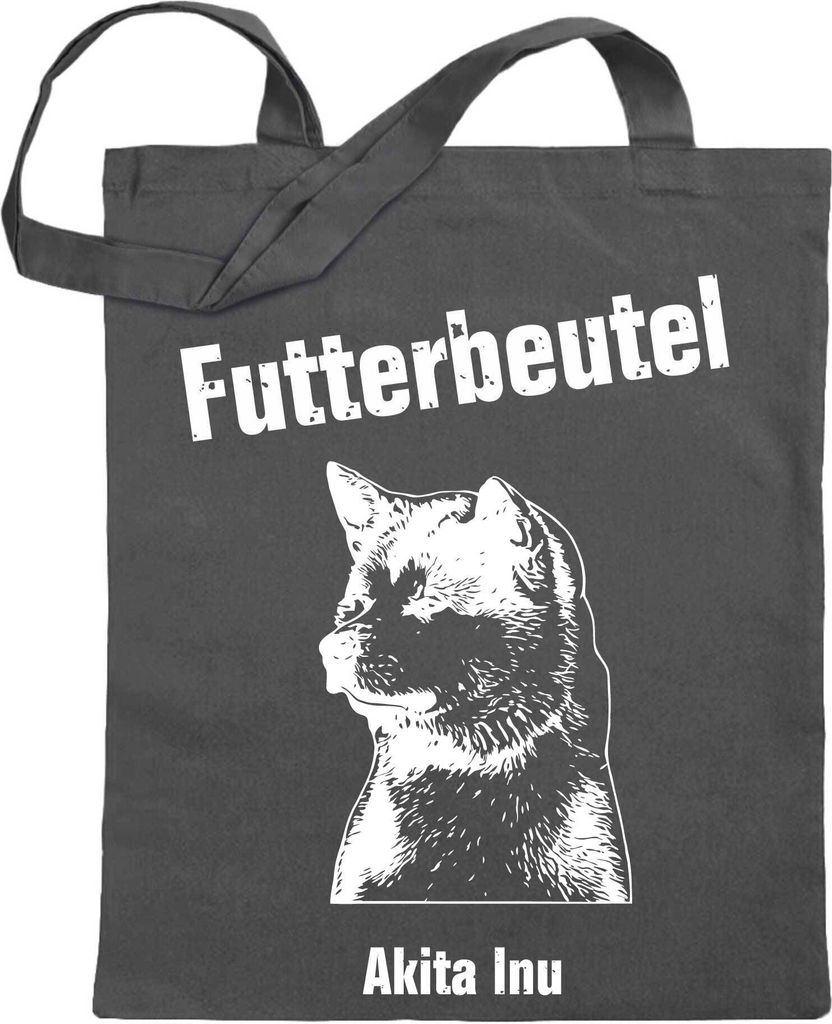 Kiwistar Futterbeutel - Akita Inu - Einkaufsbeutel mit Motiv Hund - Jutebeutel bedruckt - Tragetasche Stoffbeutel Umhängetasche Langer Henkel - Be...