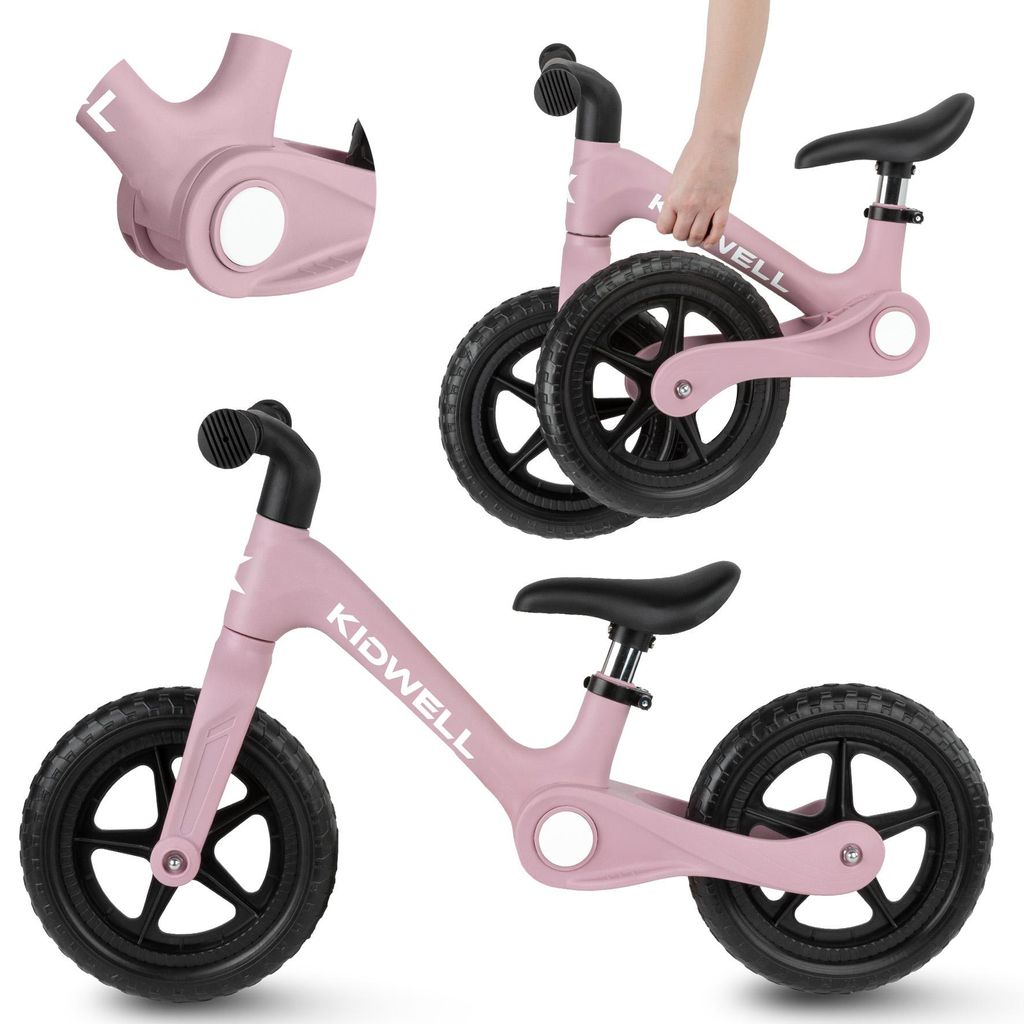 COIL Laufrad - Kinderfahrrad 12 Zoll – Balance Bike ohne Pedale – Leicht - Stabil - System Click & Fold, EVA-Schaumstoffräder, ab 2 Jahren - Rosa