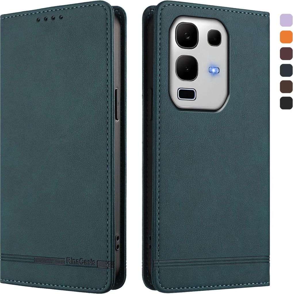 Hülle für Infinix Note 50S, Retro Kunstleder Ständer Klapphülle mit Kartenfächer und Magnetische Grün