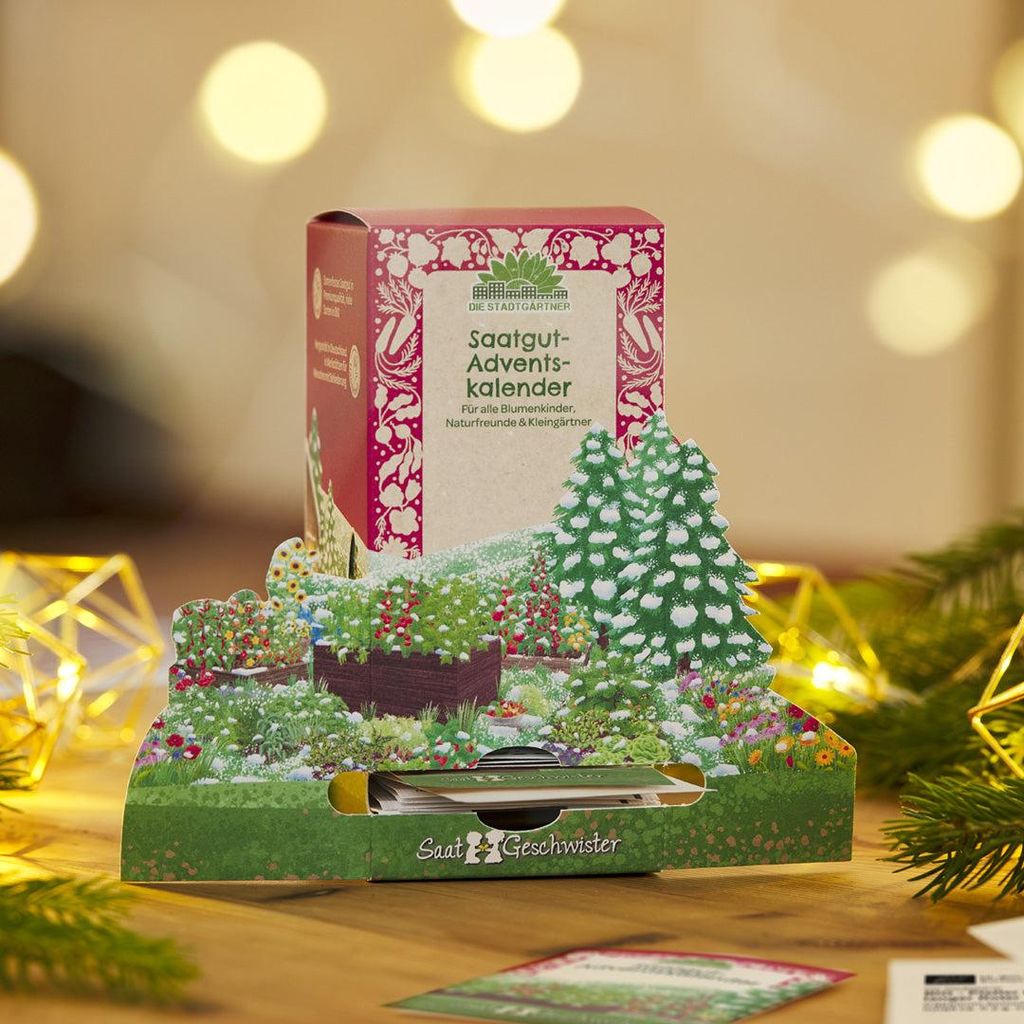 Saatgut-Adventskalender „Winterlandschaft“ – 24 Saatgut-Überraschungen mit Blumen, Kräutern, Gemüse & Salat – Großteils -Saatgut (EU-BI...
