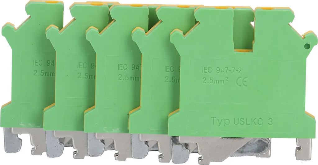 Mise à la Terre Sécurisée Bornes USLKG-3 Cuivre pour Rail DIN x50 Pcs