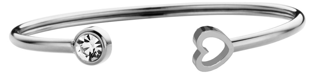 CO88 Collection 8CB-90793 Stahlarmband – Damen – Armreif mit Zirkonia und Herz – Geschenk für sie – 58 x 50 mm – Silberfarben