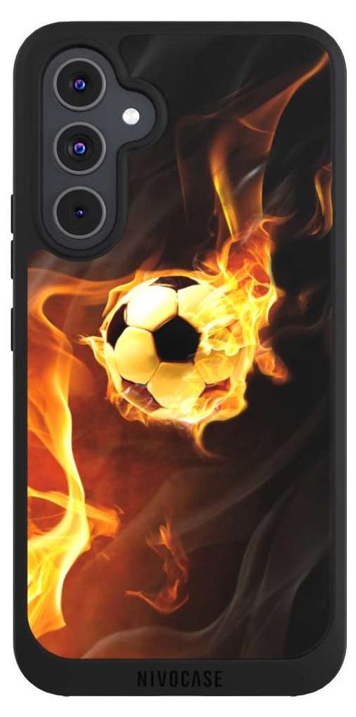 NIVOCASE Handyhülle für Samsung Galaxy A54 5G Hülle NIVOpure Case Schwarz Ball Feuer Fußball