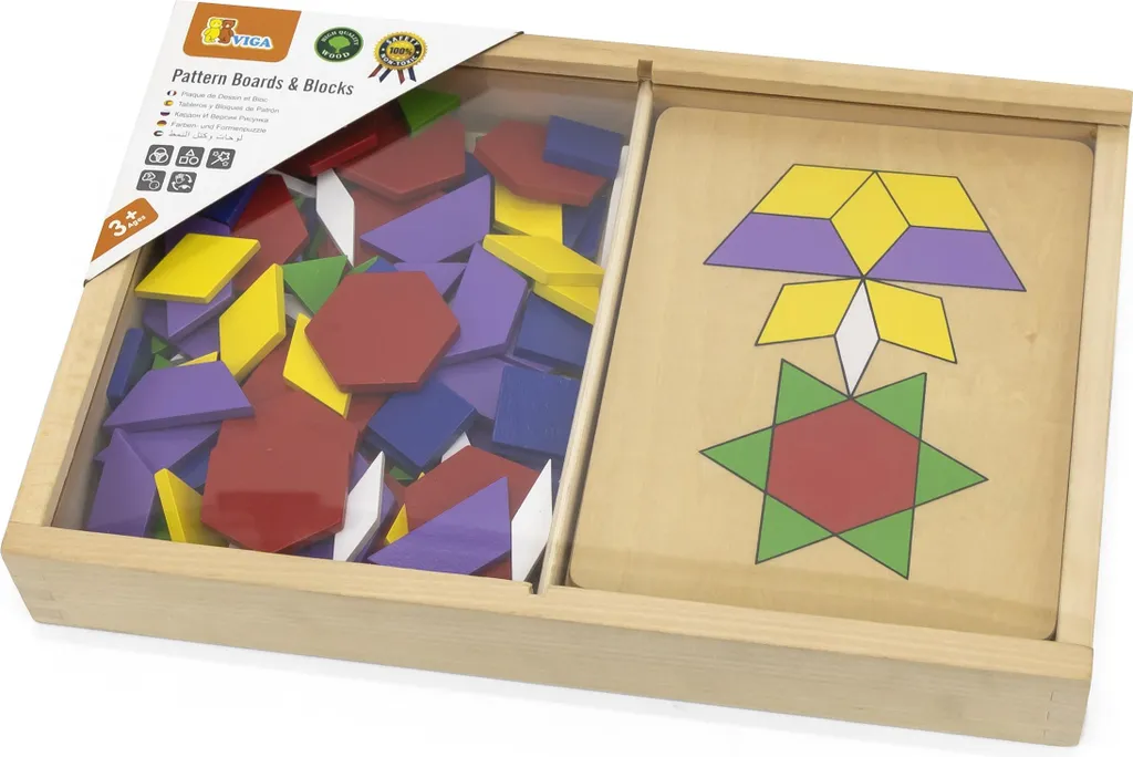 Puzzle logique Montessori Viga : blocs Dienes en bois mosaïque 148 pcs - 4