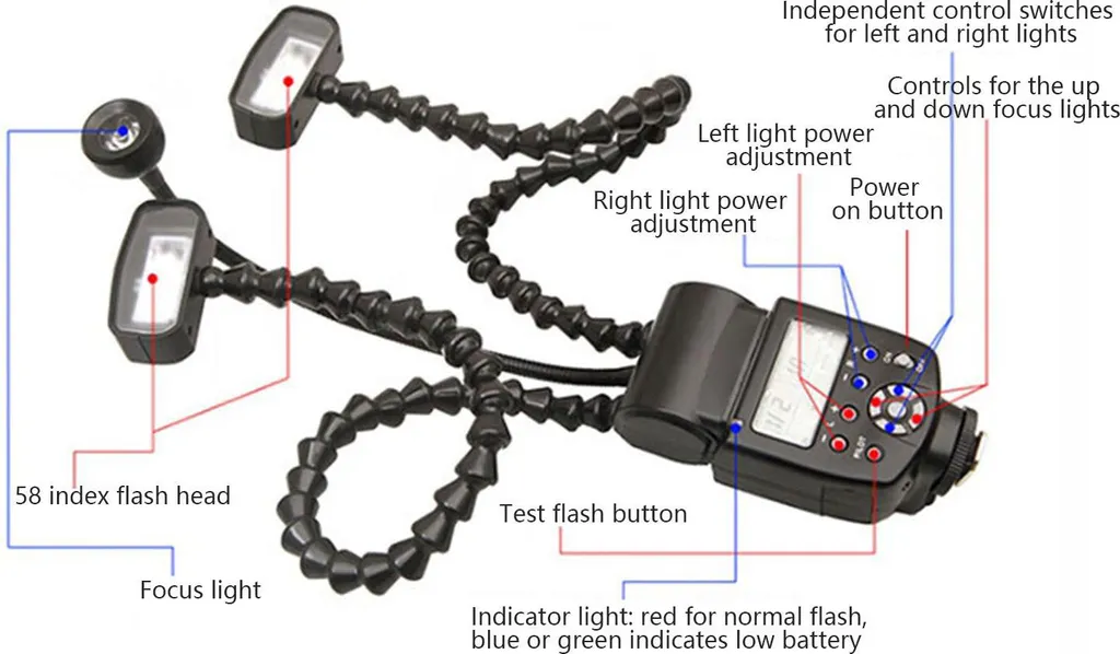 Lampe macro K-808 multifonction avec 3 têtes d'éclairage polyvalentes - 4