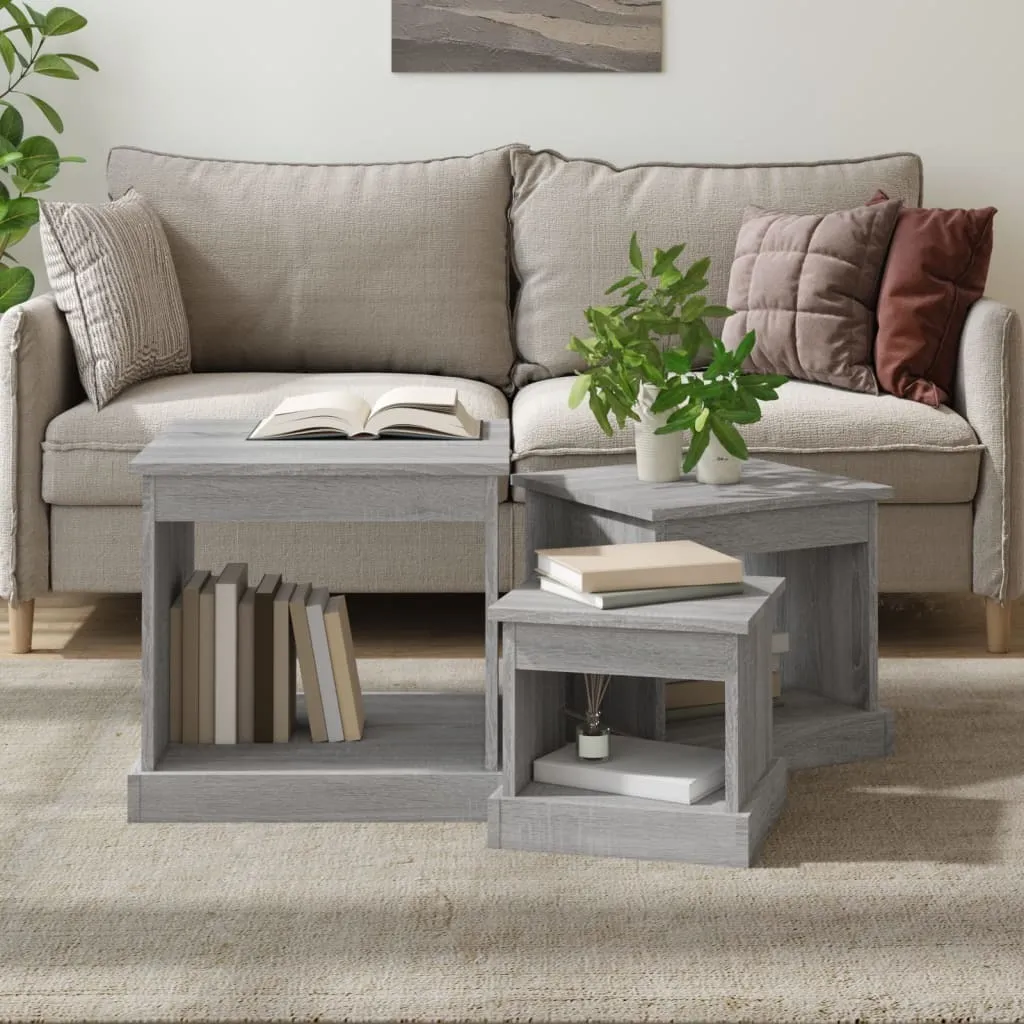 Offerta Maison Exclusive Set 3 Tavolini Salotto Grigio Sonoma
