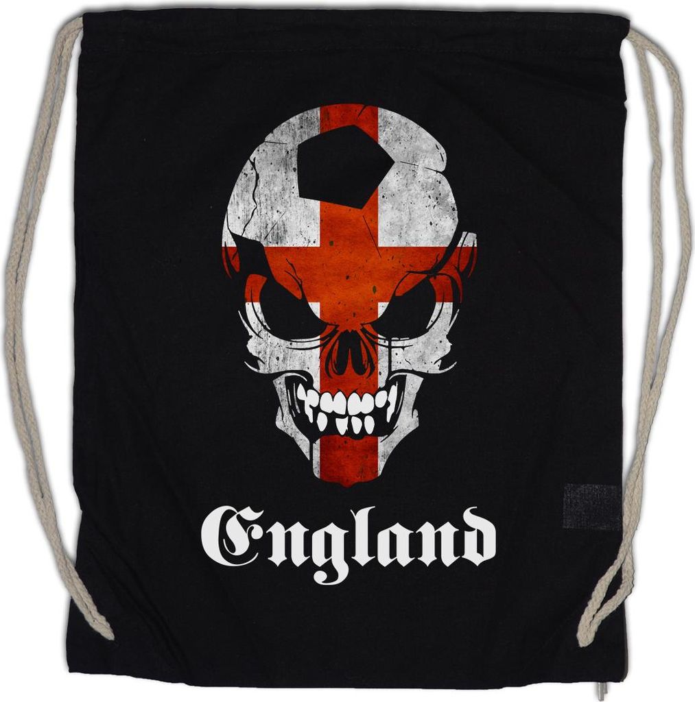Urban Backwoods Classic Football England Skull Flag, Turnbeutel, Farbe: Schwarz