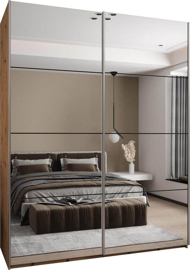 MEBLE KRYSPOL LUX 2 Schrank - 245,5x190x64cm - Artisan, Schwarz, Silber