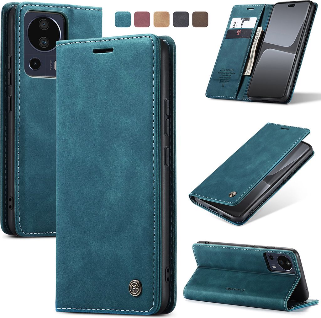 Xiaomi 13 Lite Hülle, Retro Kunstledertasche mit Standfunktion Schutzhülle für Xiaomi 13 Lite Blau