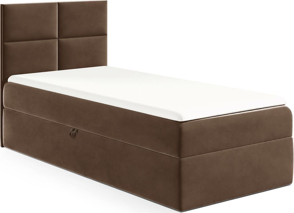 MEBLINI Kinderbett mit Bettkasten - Gepolstert Einzelbett mit Matratze - Polsterbett mit Stauraum - Bett mit Kopfteil - Stauraumbett - MINO 3 - 80x...