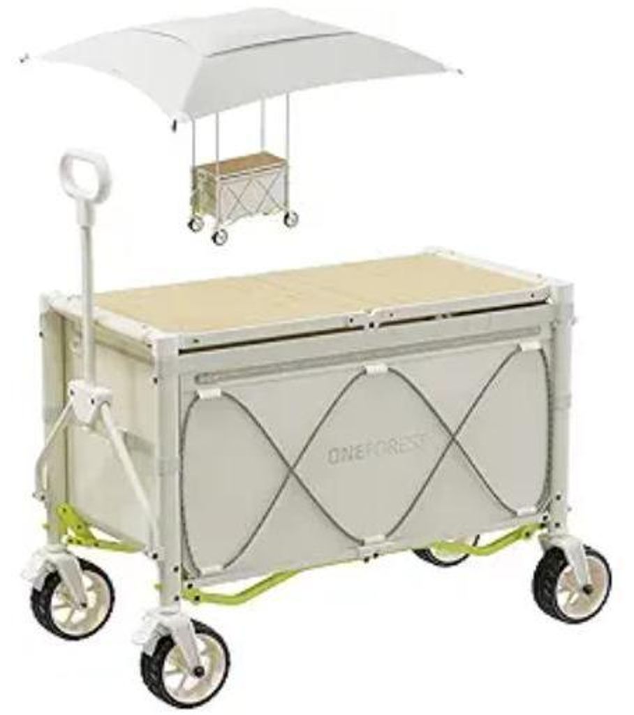 Klappbarer Bollerwagen mit Dach und Tischfunktion – Produktbild 
