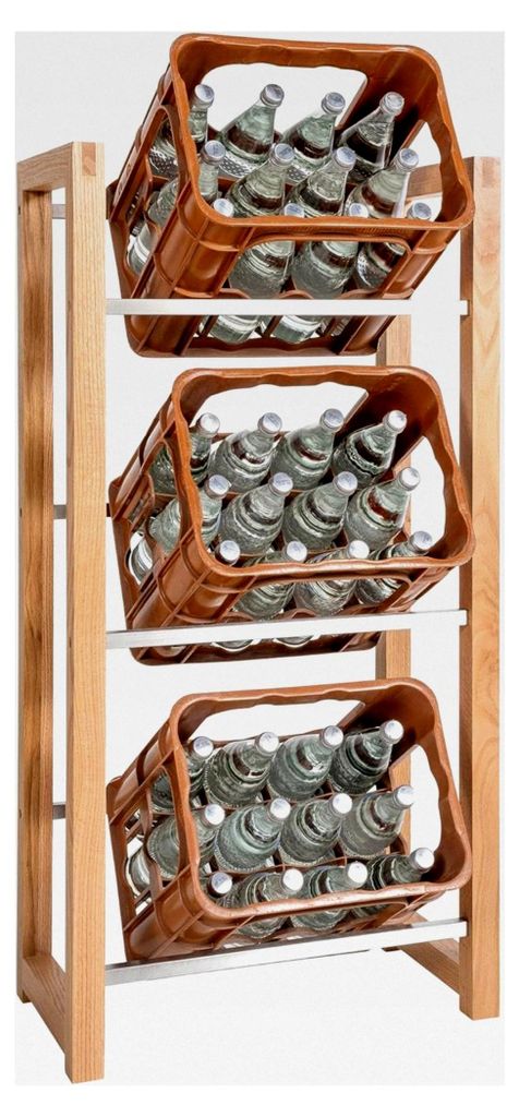 Getränkekistenständer Robin I Regal für genormte Getränkekisten, Farbe: Eiche, Größe: für 3 Kisten