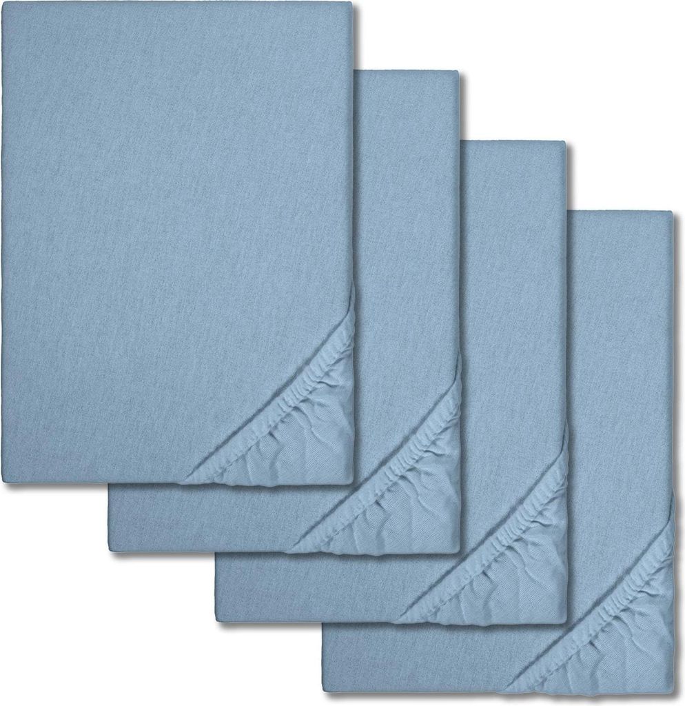 Spannbettlaken Winterflausch blau 180 x 190 - 200 x 200 cm im 4er-Pack