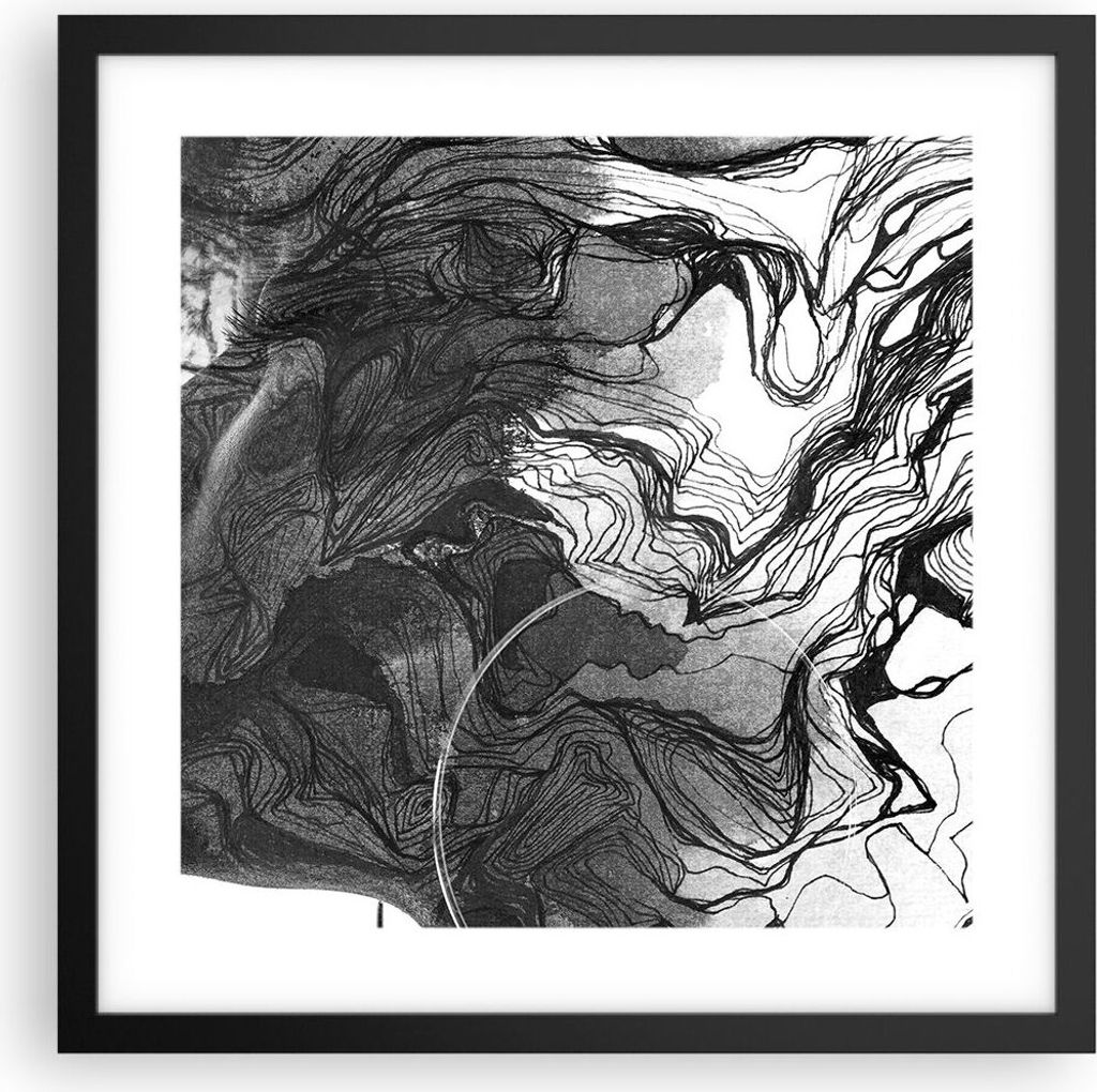 Gerahmtes Poster - Schwarzer Rahmen - Frau Linie Kunst. - 40x40 cm - Wand Bild - Wanddeko - Wandbilder - Kunstposter - Wandposter - Bilderrahmen - ...