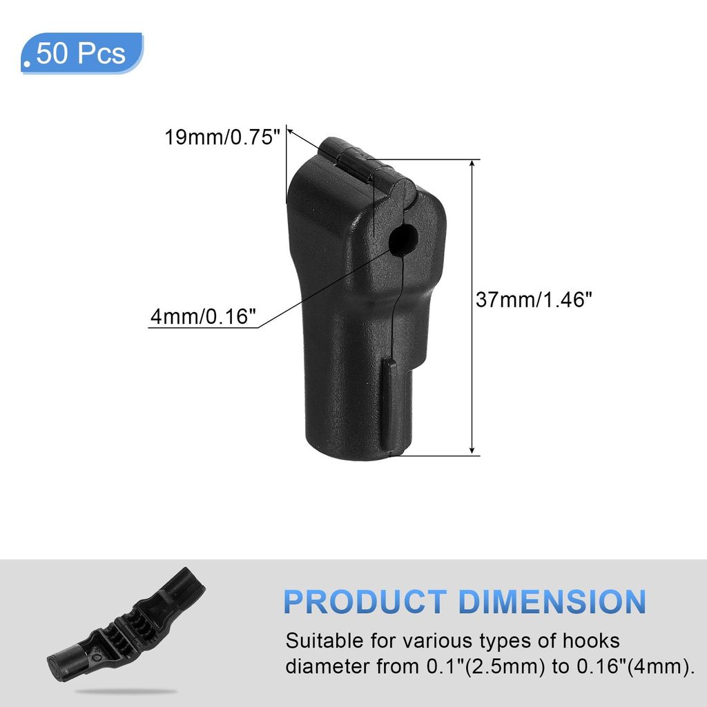 50 Stš¹ck Peg Hook Lock, 4mm Pegboard Display Hook Stop Locks zur Sicherung der Ladung (Schwarz)
